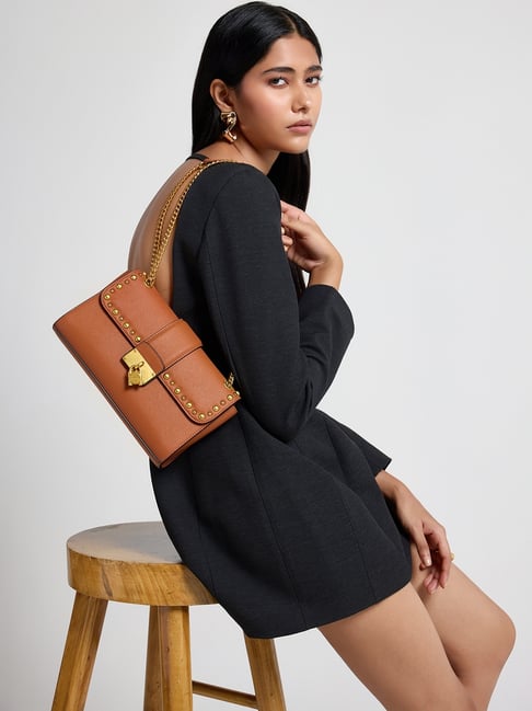 Miraggio Alice Brown Studded Small Shoulder Bag-picture-35