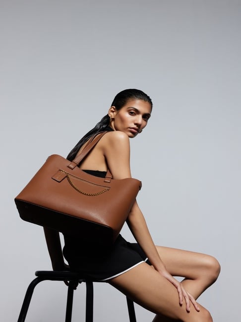 Miraggio Kris Brown Textured Large Tote