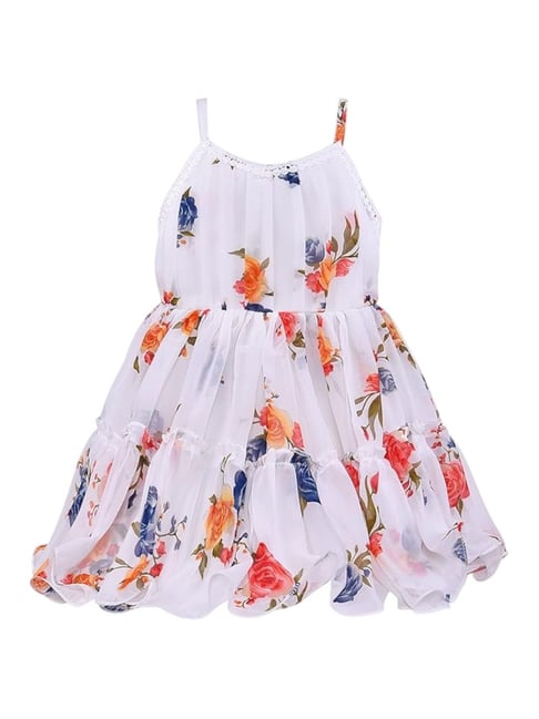 Wish Karo Girls White Floral Print Party Dress-picture-11