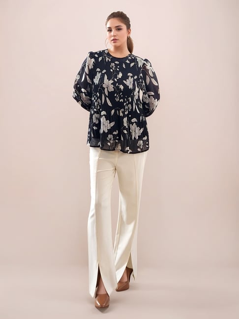 Zink London Black Polyester Floral Top-picture-23