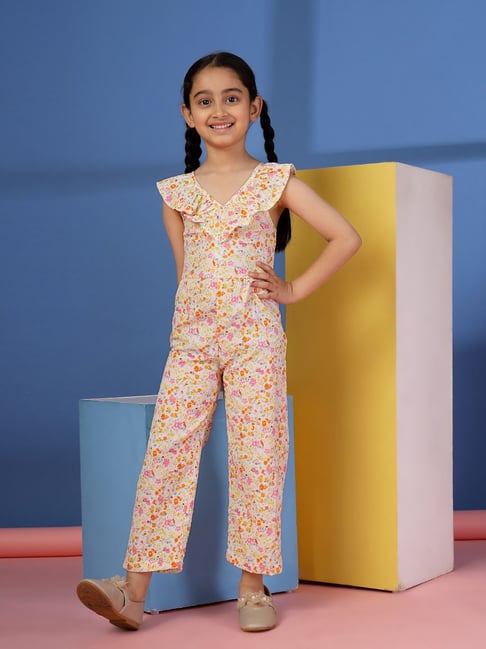 Budding Bees Girls Yellow Regular Fit Printed Jumpsuit-picture-44