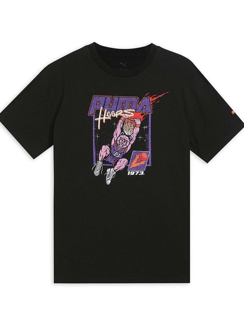 Puma Kids Black Printed Cotton Relaxed Fit T-Shirt-picture-22