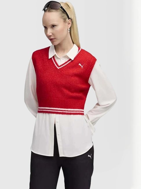 Puma Red Regular Fit Sweater