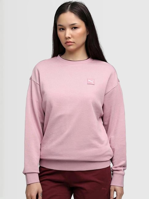 Crewneck Sweatshirts Puma Pink Sweatshirt Puma Pink Cotton Comfort