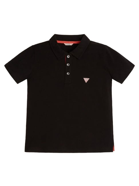 Guess Kids Black Regular Fit Polo T-Shirt