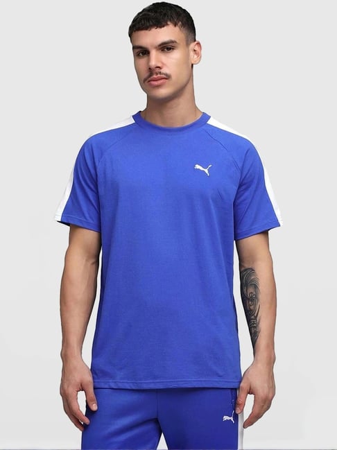 Puma Blue Cotton Regular Fit T-Shirt
