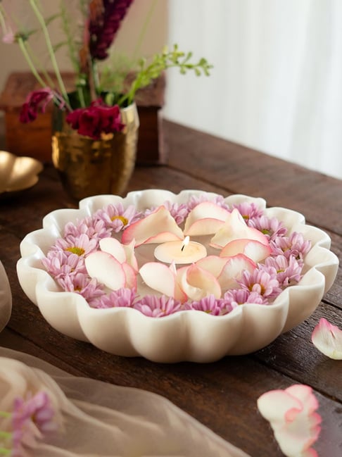 RITUALISTIC Multicolor Marble Lehar Urli for Flower Decoration