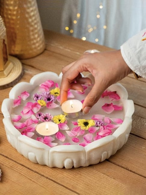 RITUALISTIC Multicolor Marble Padma Urli for Flower Decoration