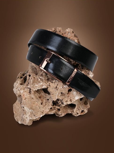 Red Tape Black Brown Textured Leather Reversible Belt-picture-26