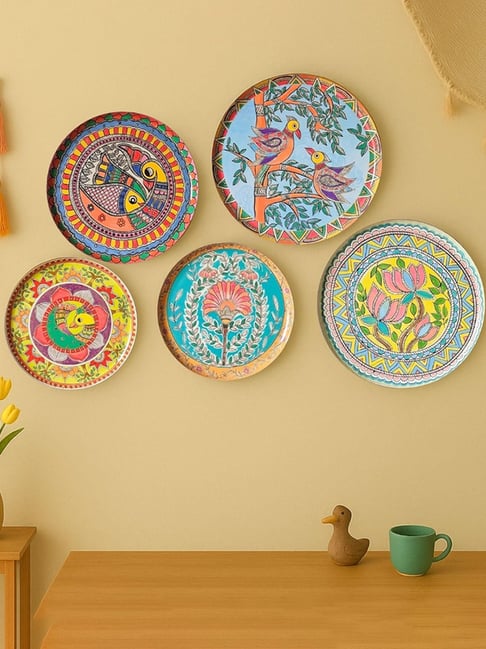 Buy RITUALISTIC Multicolor Iron Printed Madhubani Wall Plates