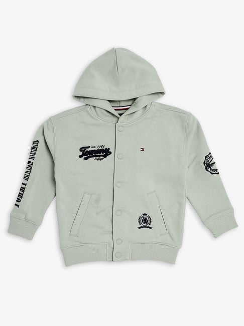 TOMMY HILFIGER Green Boys Embroidered Logo Relaxed Fit Cotton Jacket-picture-39