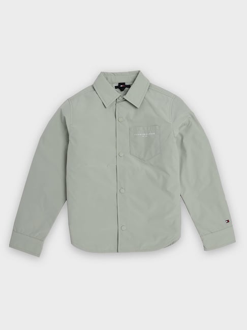 TOMMY HILFIGER Green Boys Logo Solid Relaxed Fit Polyester Jacket-picture-23