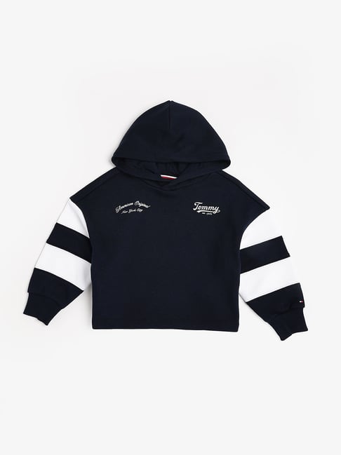 TOMMY HILFIGER Blue Boys Striped Relaxed Fit Cotton Sweatshirt-picture-12