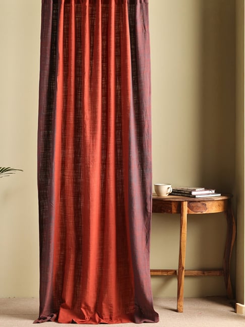 Peepul Tree Red Cotton Floral Curtain (7 ft)