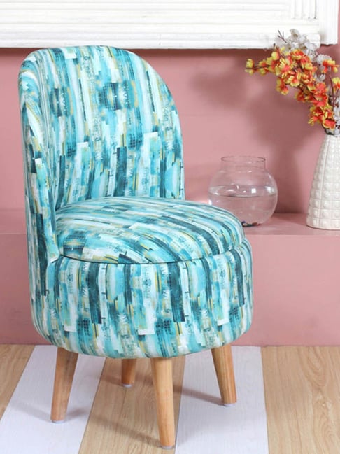 Shadowkart Silk Turquoise Wood Printed Chair-picture-15