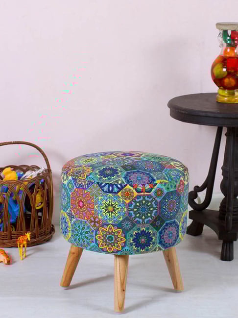 Shadowkart Healing Energy Wood Printed Ottoman-picture-29