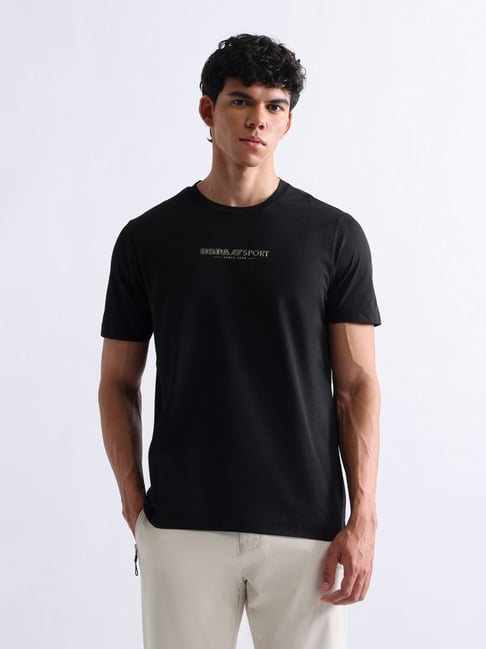 USPA Sport Black Slim Fit Sports T-Shirt