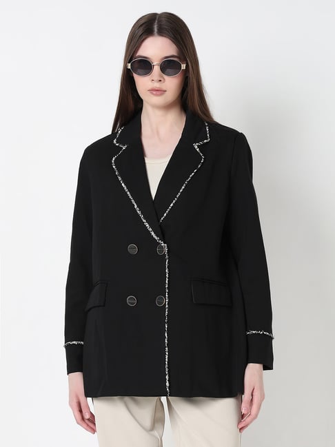 showoffff Showoff Black Cotton Regular Fit Blazer-picture-32