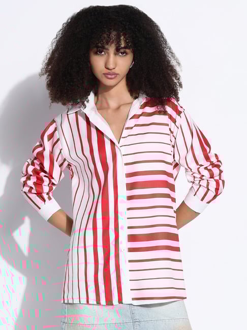 showoffff Showoff White Cotton Relaxed Fit Striped Shirt-picture-39