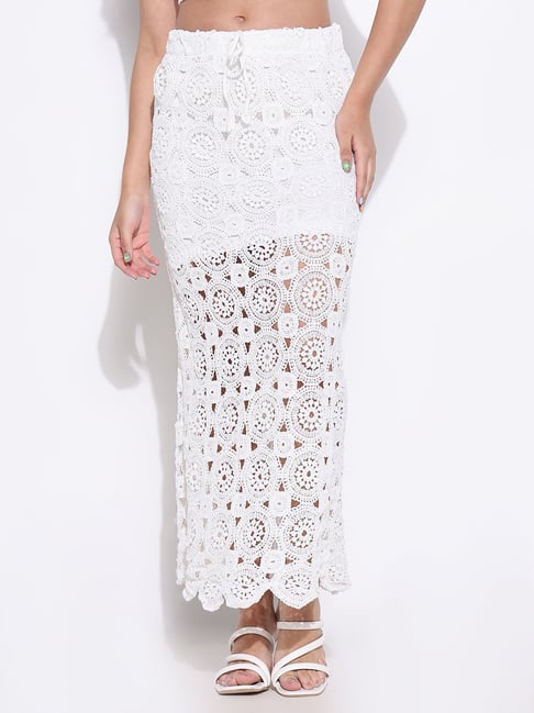 showoffff Showoff White Cotton Regular Fit Skirt-picture-16