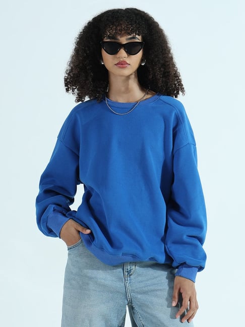 showoffff Showoff Blue Cotton Relaxed Fit Sweatshirt-picture-39