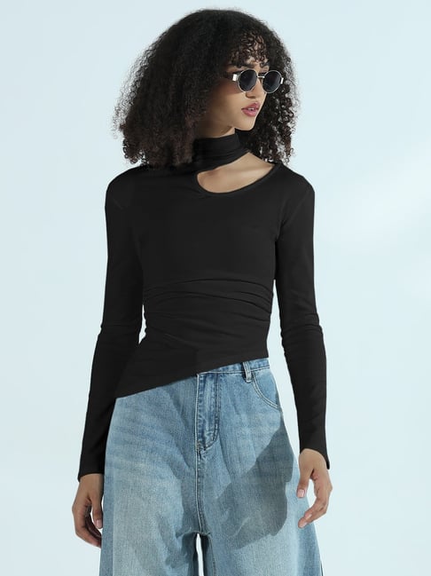 showoffff Showoff Black Cotton Regular Fit Top-picture-42