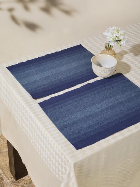 Fabindia Indigo Amir Woven Mat Set of 6-image-14