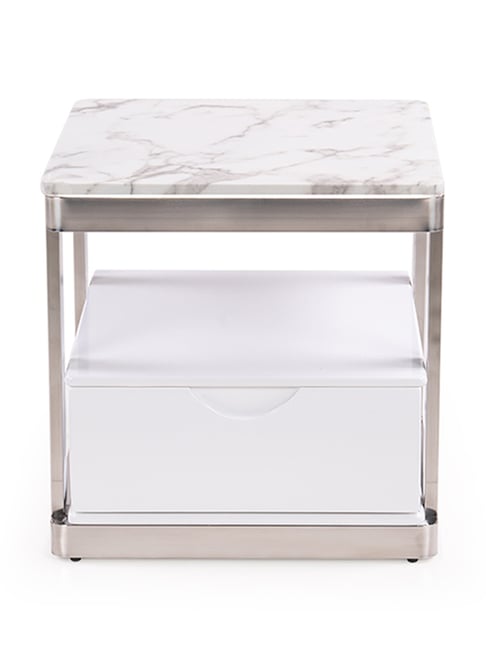 Durian Winter Off White Marble Contemporary Side Table-picture-20