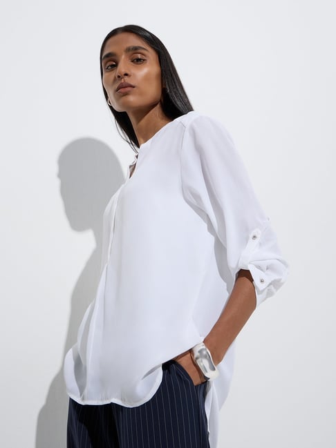 Wardrobe by Westside White Sheer Blouse with Inner-picture-47