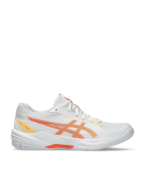 Asics Women's GEL-TASK 4 White & Vivid Coral Indoor Court Shoes-picture-36