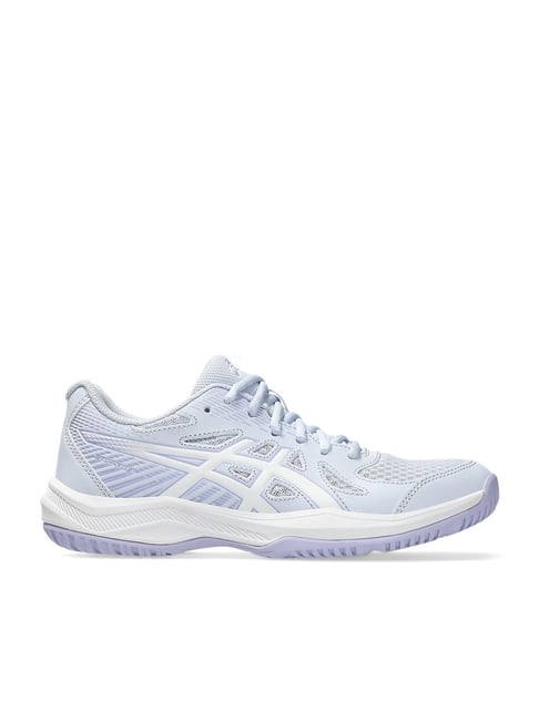 Asics Women's UPCOURT 6 Blue Fade & White Indoor Court Shoes-picture-25