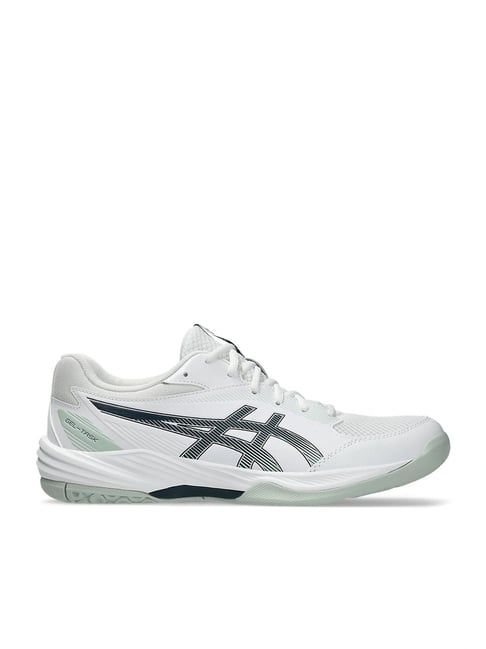 Asics Men's GEL-TASK 4 White & Tranquil Teal Indoor Court Shoes-picture-25
