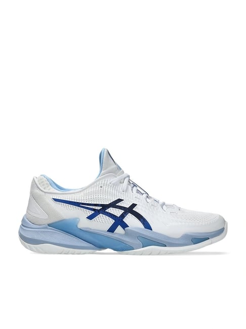 Asics Men's COURT FF 3 NOVAK White & Tuna Blue Tennis Shoes-picture-28