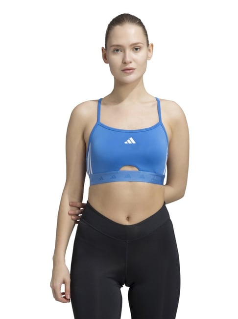 Adidas Blue Fitted Printed Sports Bra