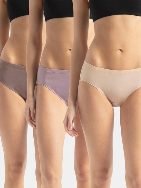 Jockey FE31 Women's Combed Cotton Elastane High Waist Hipster (Pack of 3_Prints & Color May Vary)