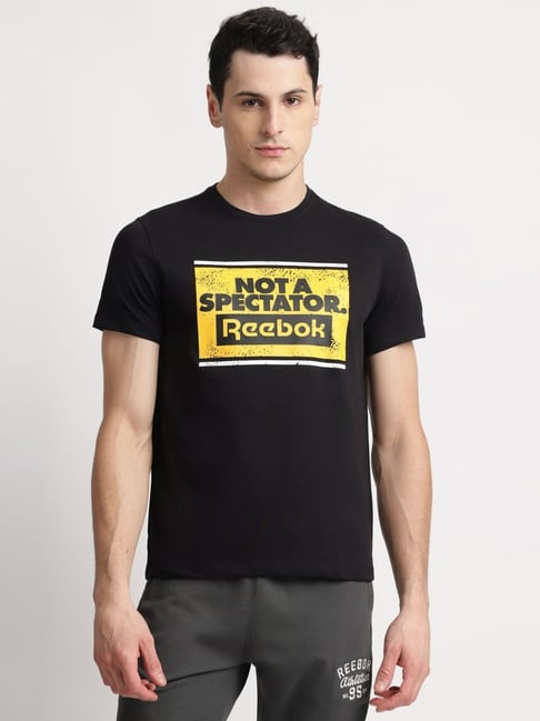 Reebok Black Cotton Regular Fit Printed Sports T-Shirt-picture-43