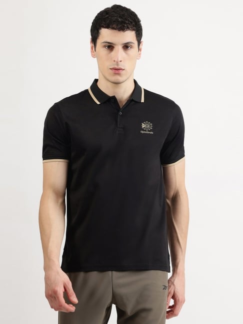 Reebok Black Cotton Regular Fit Sports Polo-picture-16