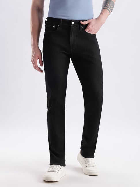 CALVIN KLEIN Black Cotton Slim Fit Mid Rise Jeans-picture-26