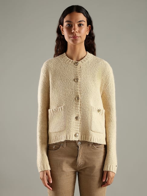 TOMMY HILFIGER Country Ivory Regular Fit Cotton Round Neck Cardigan-picture-28
