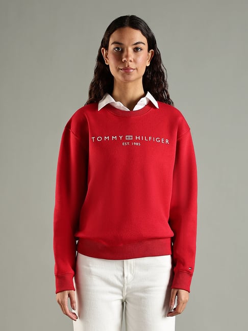 TOMMY HILFIGER Primary Red Regular Fit Cotton Crew Neck Sweatshirt-picture-39
