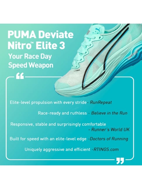 Puma Men's Deviate NITRO Elite Mint Melt Speed Blue Running Shoes