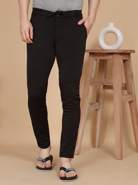 Sweet Dreams Black Regular Fit Solid Trackpants