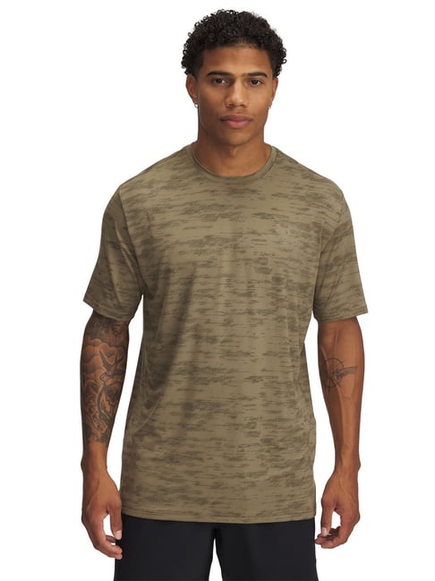 UNDER ARMOUR Brown Regular Fit Printed T-Shirt
