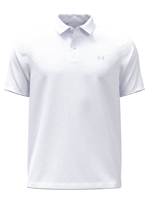 UNDER ARMOUR White Regular Fit Solid Polo T-Shirt