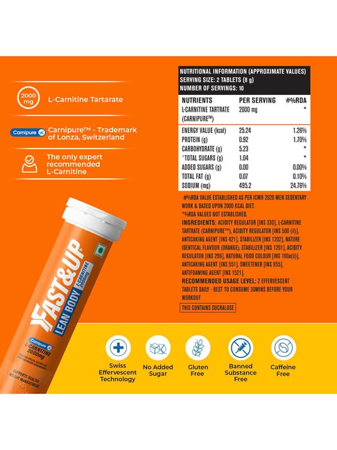 does fast and up l carnitine work Fast&Up Leanbody L-Carnitine Tartrate 2000mg Tablets - 20 Tablets
