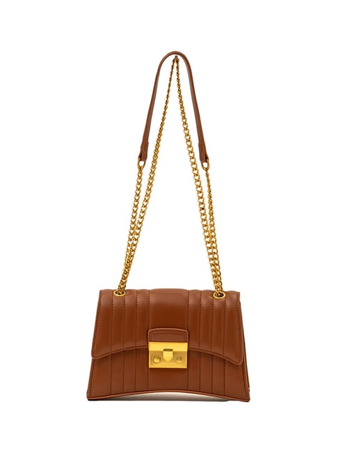 Miraggio Myra Brown Quilted Medium Leather Cross Body Bag-picture-13