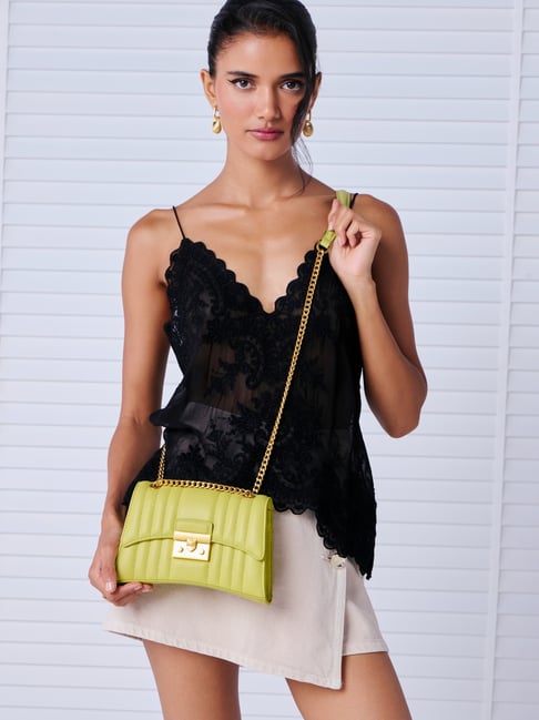 Miraggio Myra Green Quilted Medium Leather Cross Body Bag-picture-18