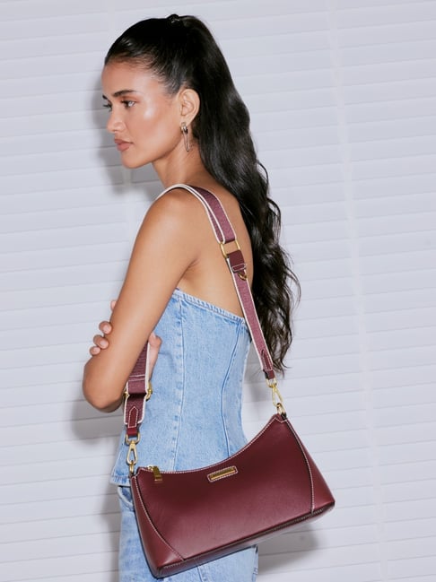 Miraggio Dusk Wine Textured Medium Leather Cross Body Bag