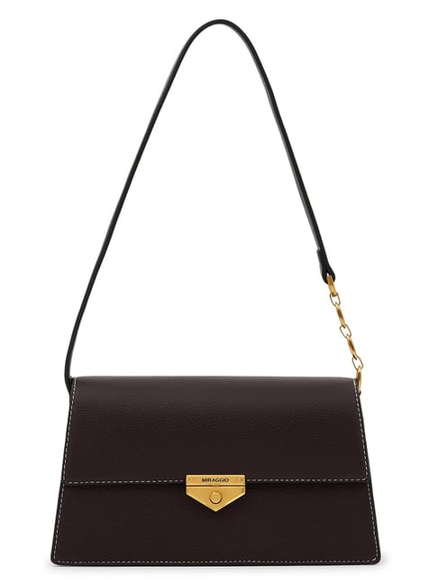 Miraggio Monroe Wine Medium Leather Shoulder Bag-image-13