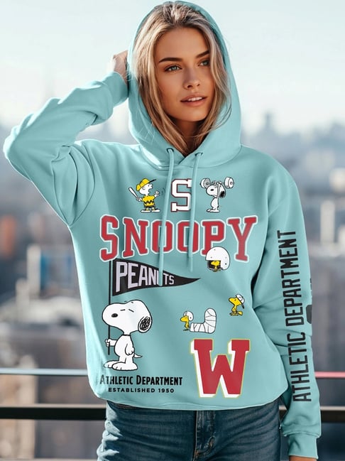 Clothing Cool Print Hoodies Bewakoof Green Loose Fit Graphic Print